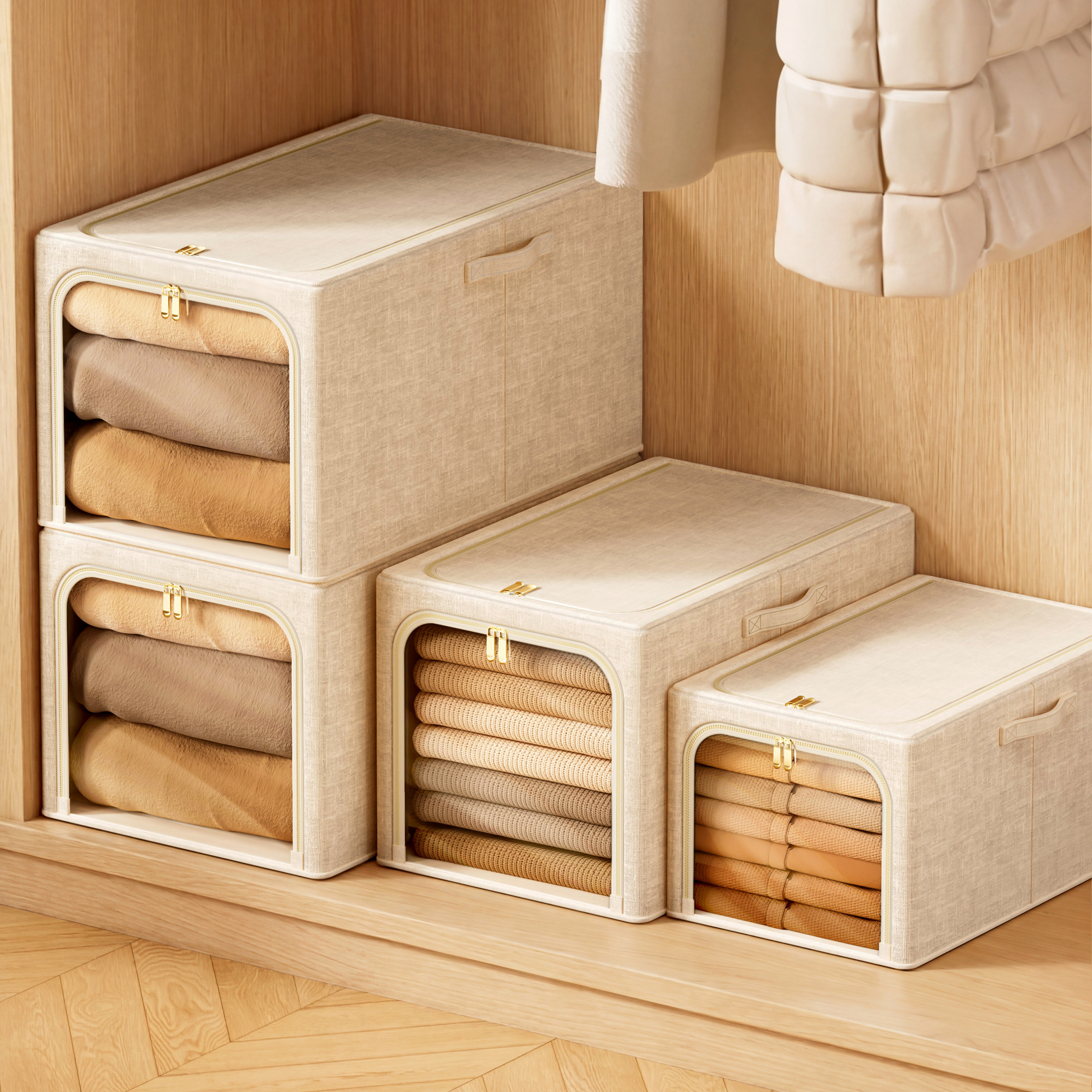 日本布艺收纳箱衣柜棉麻收纳盒百纳箱家用衣物折叠换季衣物收纳筐,收纳整理,收纳箱,淘宝优惠券,粉丝福利购,淘宝优惠卷