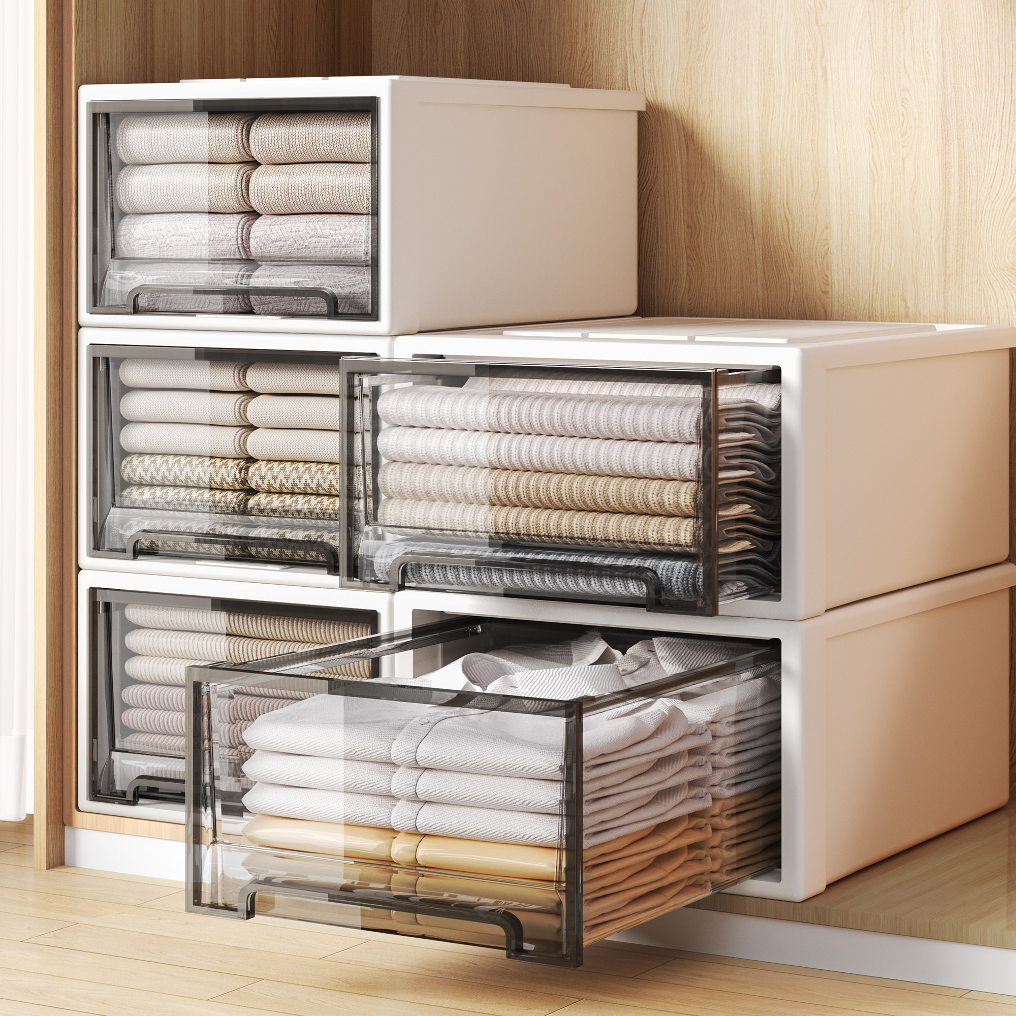 衣柜收纳抽屉式收纳盒整理衣服收纳箱家用透明储物柜里的衣物放在,收纳整理,收纳箱,淘宝优惠券,粉丝福利购,淘宝优惠卷