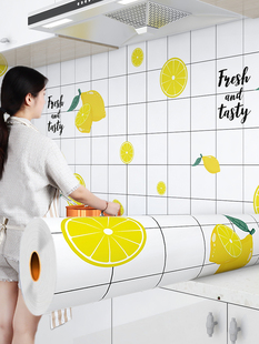 厨房防油贴纸防火耐高温加厚铝箔纸橱柜防水防潮墙壁纸自粘灶台膜