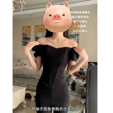 夏季上衣背心2025新款抹胸束身短袖露肩内搭法式修身显瘦鱼骨