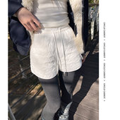 夹棉白色短裤 子潮 高腰a字阔腿休闲裤 女秋韩系冬外穿靴裤 2026春季