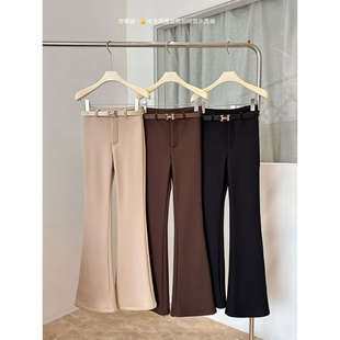 复合绒!秋冬加绒加厚弹力喇叭西装裤女气质修身微喇休闲裤配腰带