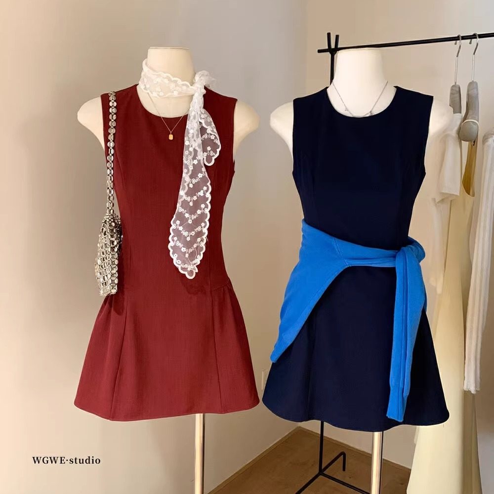 法式高质感气质辣妹无袖西装裙