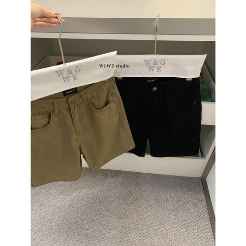 水洗复古工装五分裤子女夏季薄