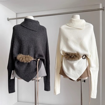 蝙蝠袖针织衫女秋冬毛衣外套