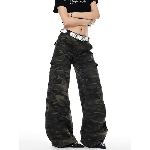 美式复古迷彩工装裤女