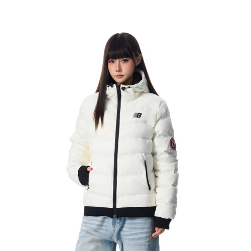 SREK冬季百搭新款宽松白色连帽羽绒服男女冬季加厚保暖面包服外套