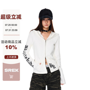 上衣 SREK美式 复古字母印花连帽卫衣女秋季 新款 宽松休闲百搭长袖