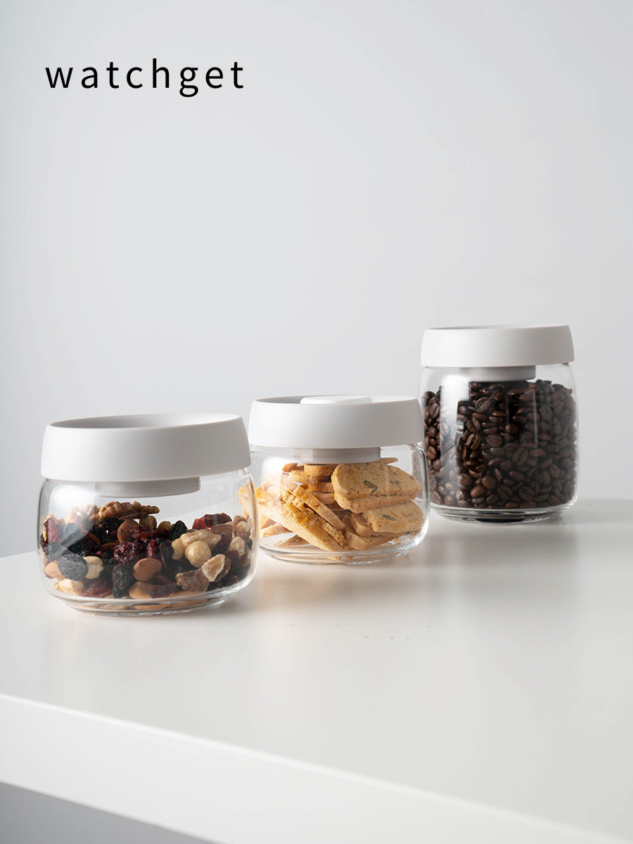 watchget sealed jar Vacuum glass storage jar Tea jar Coffee bean food storage jar Moisture-proof