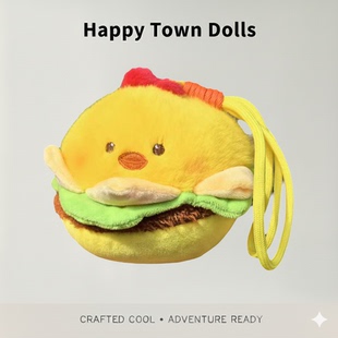 新款 卡通汉堡猪猪毛绒玩具挂件粉红猪汉堡公仔女生游乐城抓娃娃机