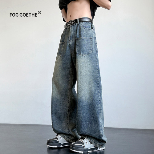 FOG GOETHE美式复古牛仔裤男春秋季直筒宽松休闲拖地学生阔腿长裤
