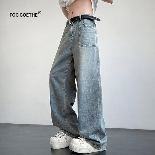 FOG GOETHE潮牌美式复古牛仔裤春秋季拖地高街休闲裤男士阔腿长裤