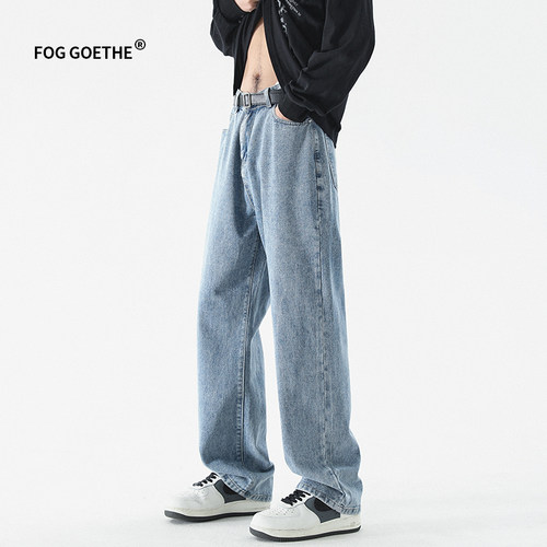 FOG GOETHE水洗潮牌牛仔裤男款直筒宽松2025春秋季蓝色百搭长裤子