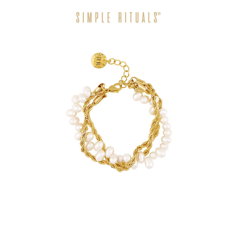 Simple Rituals吴宣仪同款意大利小众手工缠绕天然珍珠双层手链