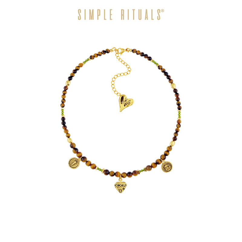 Simple Rituals虎眼石水晶三吊坠项链高级款小众生日礼物锁骨链
