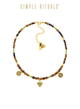 Simple Rituals虎眼石水晶三吊坠项链高级款小众生日礼物锁骨链