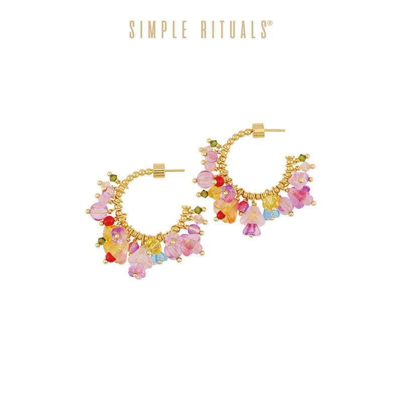 Simple Rituals25新意大利夏日之爱系列夏意花语琉璃水晶花朵耳圈
