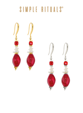 SimpleRituals意大利威尼斯琉璃节日圣诞礼物新款红色925纯银耳环