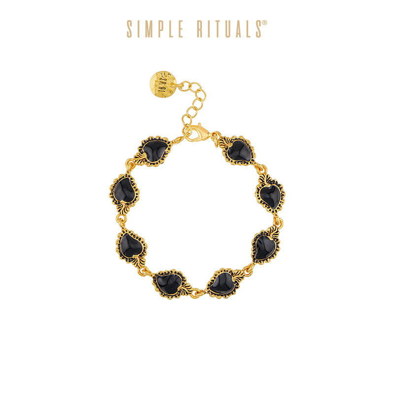 Simple Rituals意大利皇冠黑圣心黑爱心形耳钉耳环女百搭精致