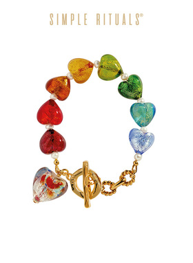 Simple Rituals孟子义同款威尼斯手工琉璃彩虹爱心手链