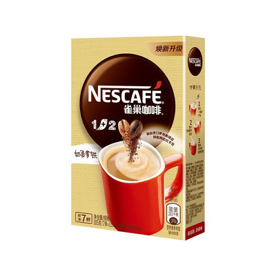 雀巢1+2原味奶香特浓速溶咖啡7条盒装三合一即溶冲饮