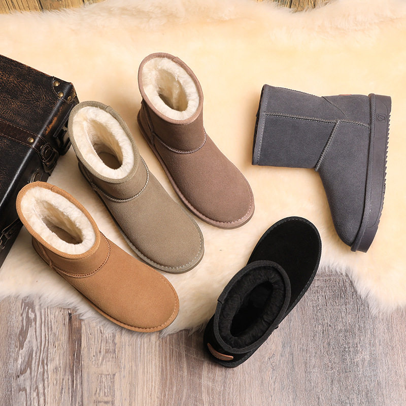 真皮雪地靴女中筒冬季牛皮舒适加厚防寒保暖雪地棉鞋棉靴人造毛皮,女鞋,时尚雪地靴,淘宝优惠券,粉丝福利购,淘宝优惠卷