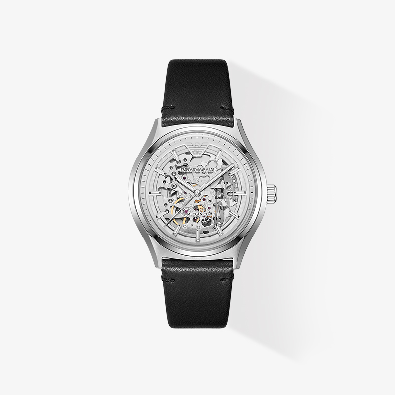 阿玛尼手表男士 官方正品经典镂空机械男表时尚大表盘手表AR60003