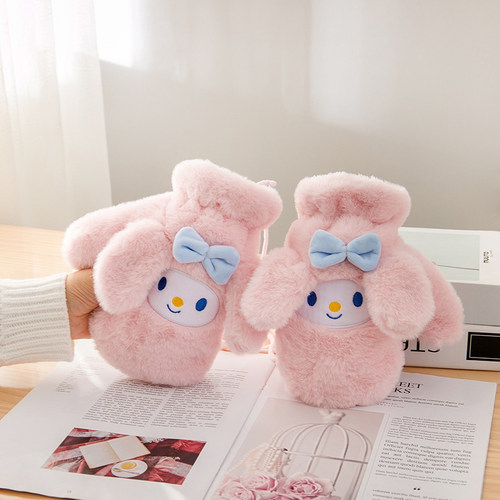 涤纶女朋友加绒保暖全指手套