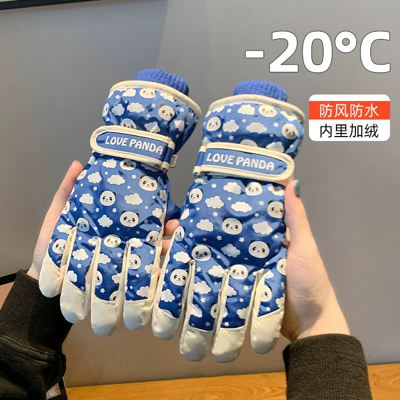 冬季加绒加厚儿童滑雪手套