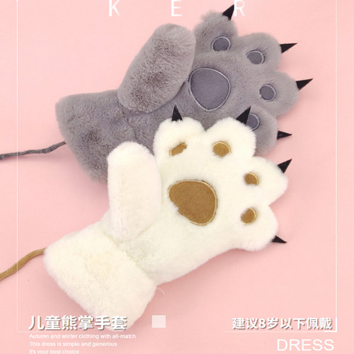 冬季可爱卡通爪子手套