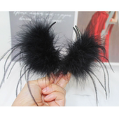 饱满羽毛丸子头抓夹显发量头发高马尾发卡高级感黑毛毛夹仙女发饰