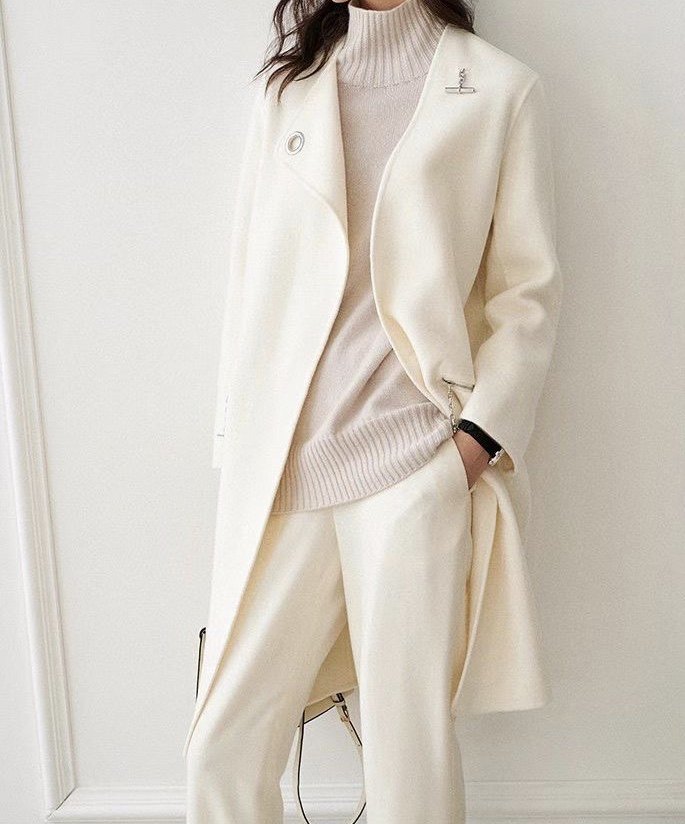 英淘 双面羊绒大衣女秋季新款中长款宽松显瘦百搭毛呢外套