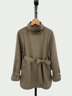 英淘 2025早春新款I*C露珠丝羊毛立领通勤精纺色织短风衣外套