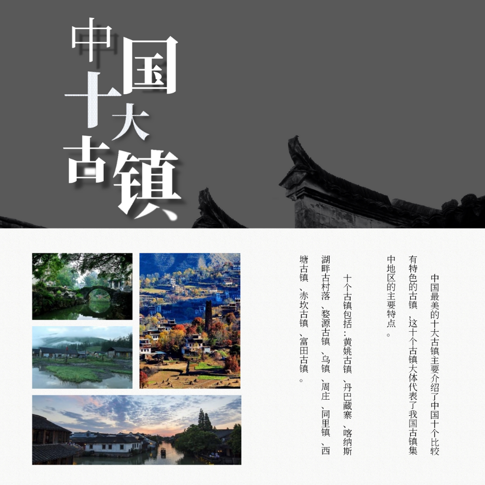【带内容直接用】十大古镇介绍旅游旅行ppt课件