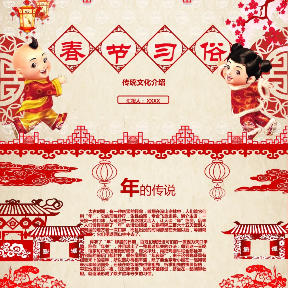 【带内容可编辑】春节习俗传统民间风俗文化ppt课件ppt模板