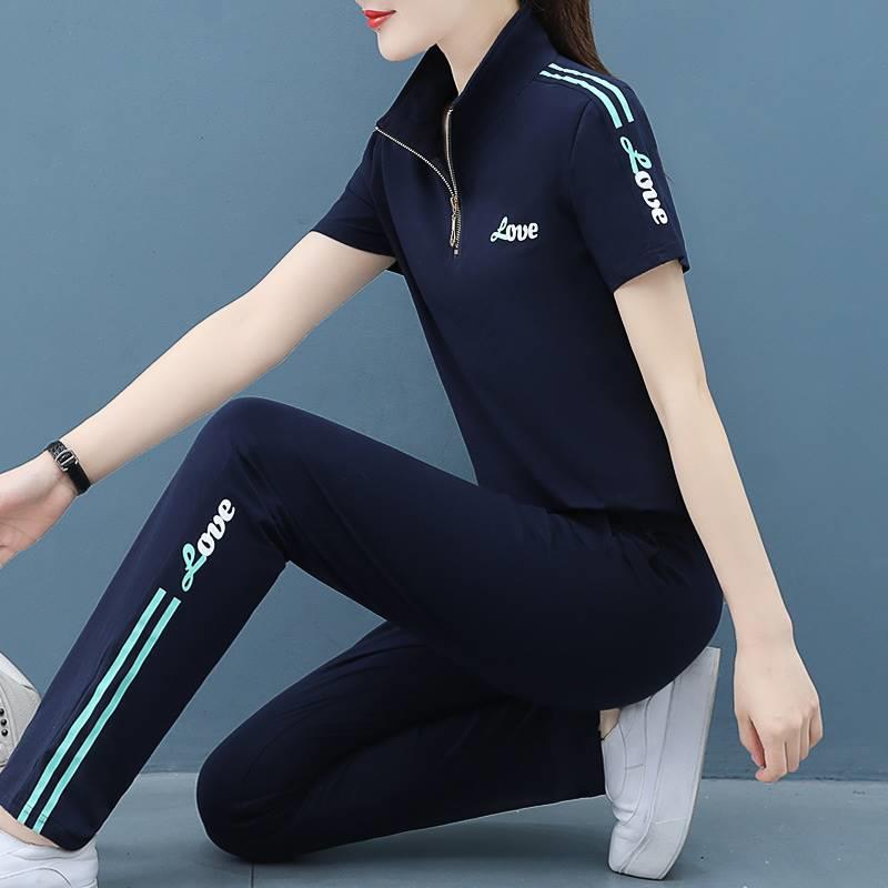 运动套装女款女士服夏季2023年新款时尚洋气休闲装夏天短袖0715o