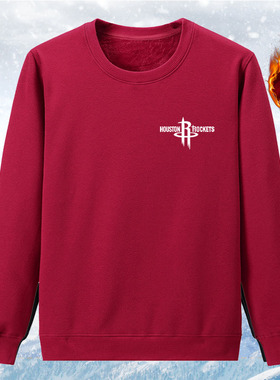 秋冬季加绒加厚纯棉保暖卫衣重磅圆领长袖套头带绒T恤外套打底衫