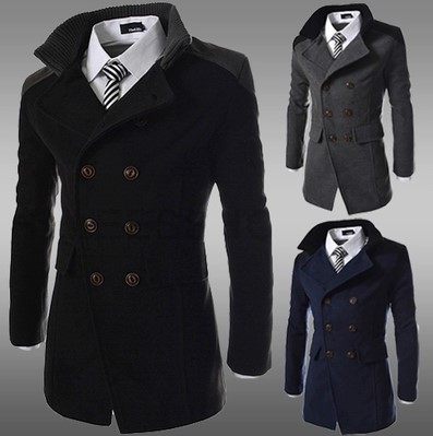 wool coat trench coat men winter long coat men  warm jackets