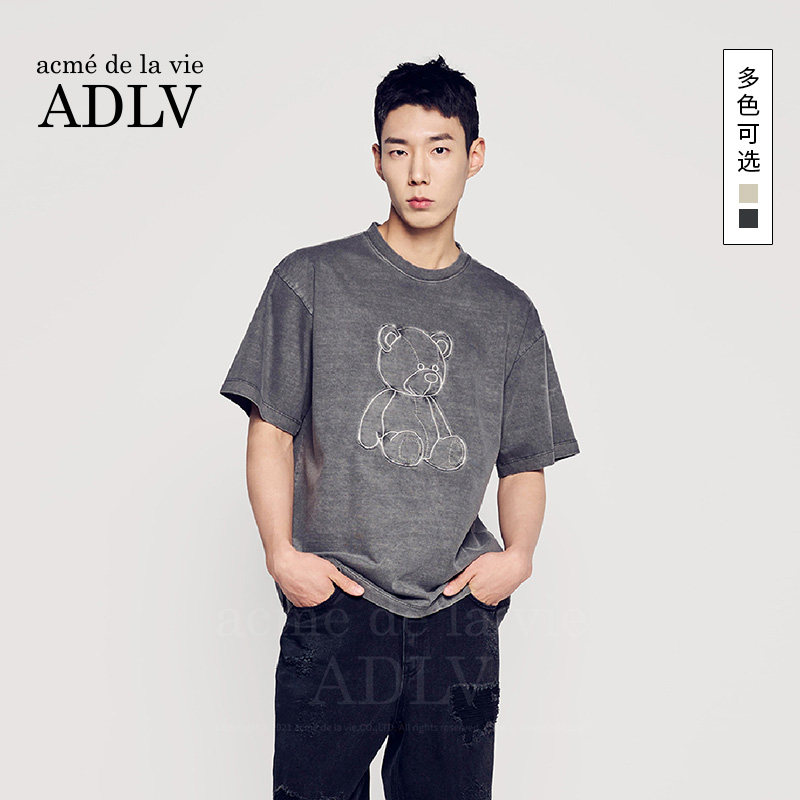 ADLV重磅夏季小熊印花纯棉宽松oversize短袖男女同款t恤潮流上衣,女装/女士精品,T恤,淘宝优惠券,粉丝福利购,淘宝优惠卷