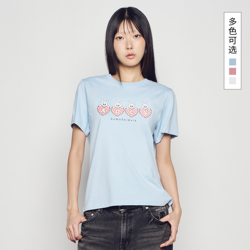 ADLV纯棉宽松萌兔爱心T恤女款
