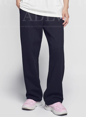ADLV秋冬裤子BELLY熊拼贴字母标志休闲长裤日常通勤直筒裤黑色棉