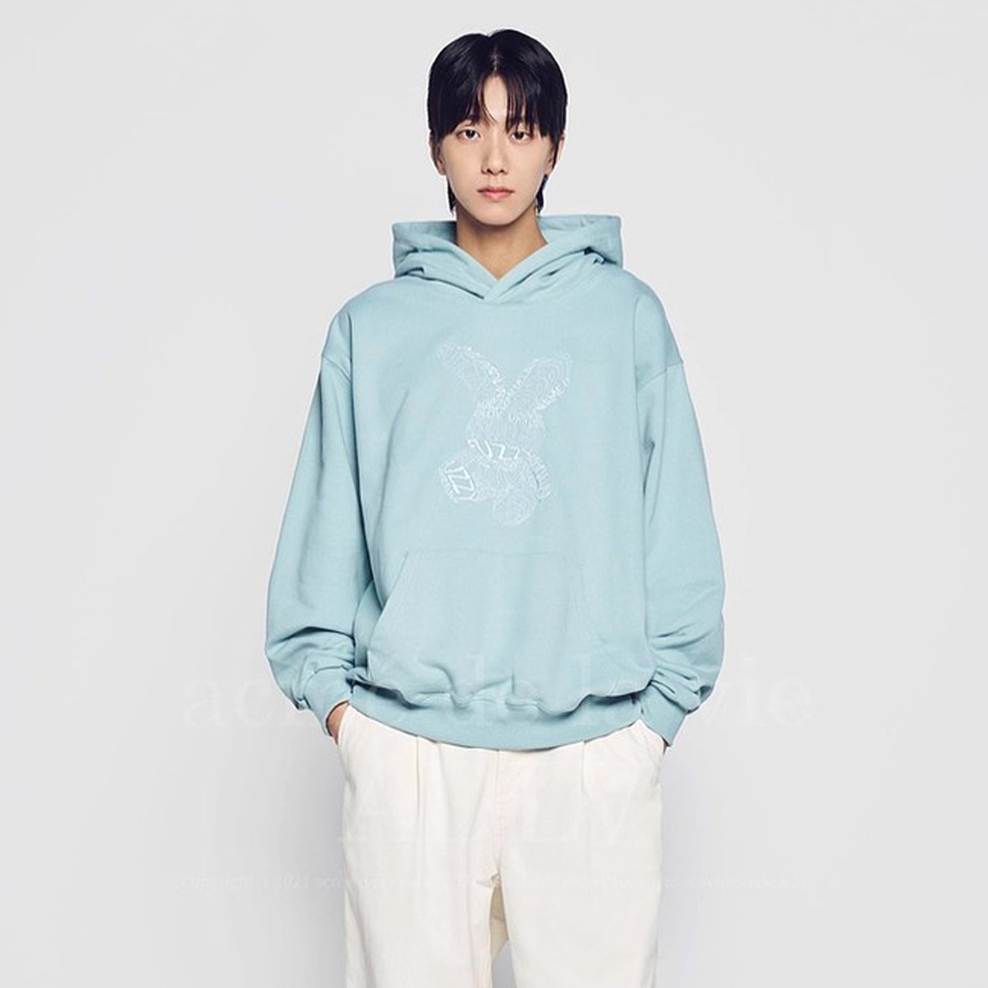 ADLV韩国潮牌秋冬季款式卫衣加厚重磅小兔子印花连帽衫休闲男女款