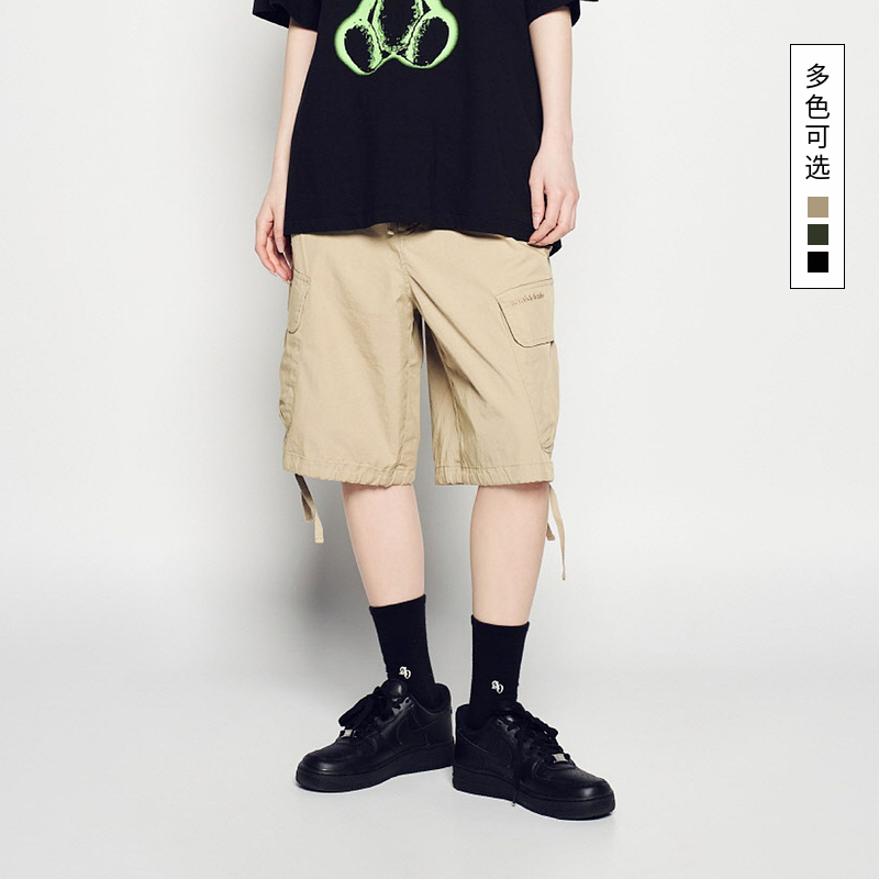 ADLV韩国潮牌2025夏季新品裤子休闲宽松下摆绳设计工装短裤七分裤