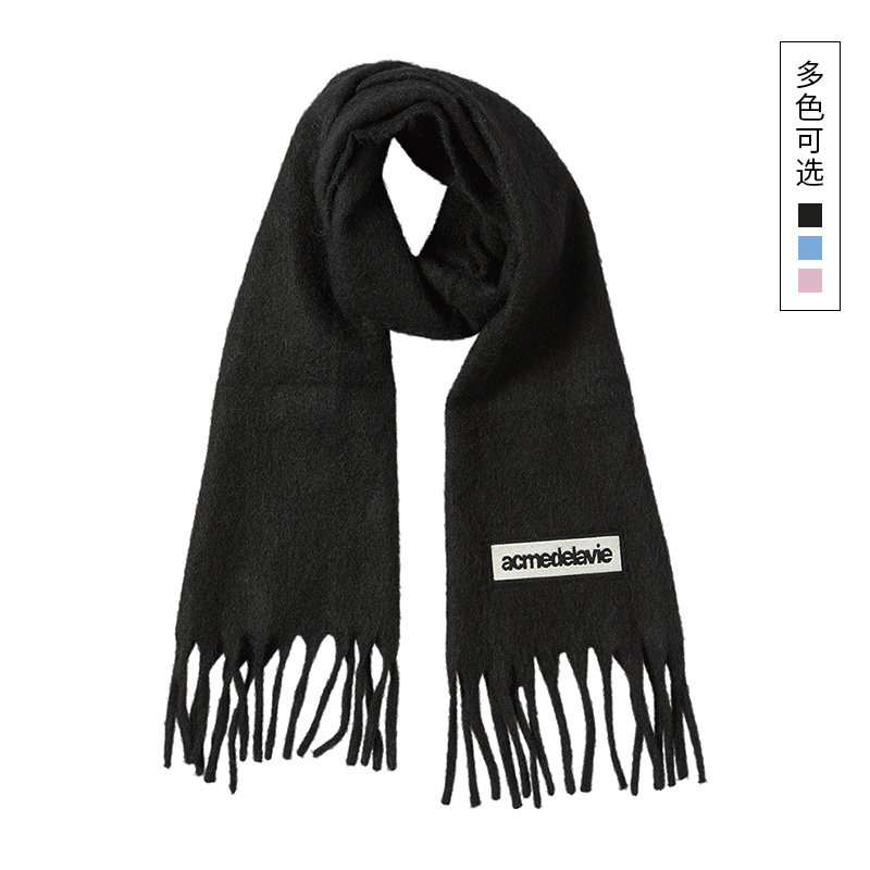 ADLV基础粗针围巾25秋冬新款黑色保暖围脖高级感百搭男女同款披肩