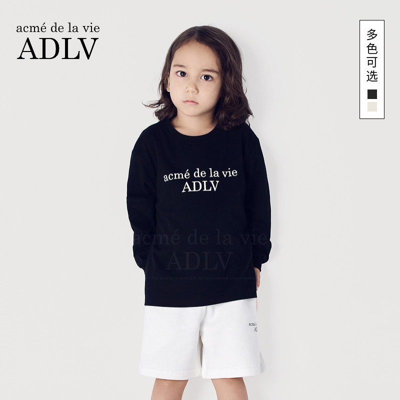 ADLV Kids 韩国潮牌秋季新款大中童简约圆领套头宽松休闲卫衣