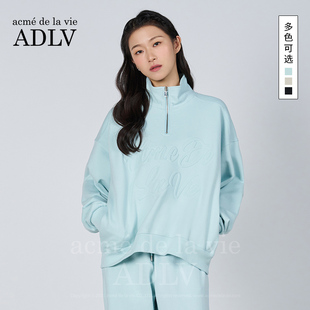 春秋简约休闲 卫衣男女休闲套装 ADLV潮牌压花套头运动衫 polo领长袖