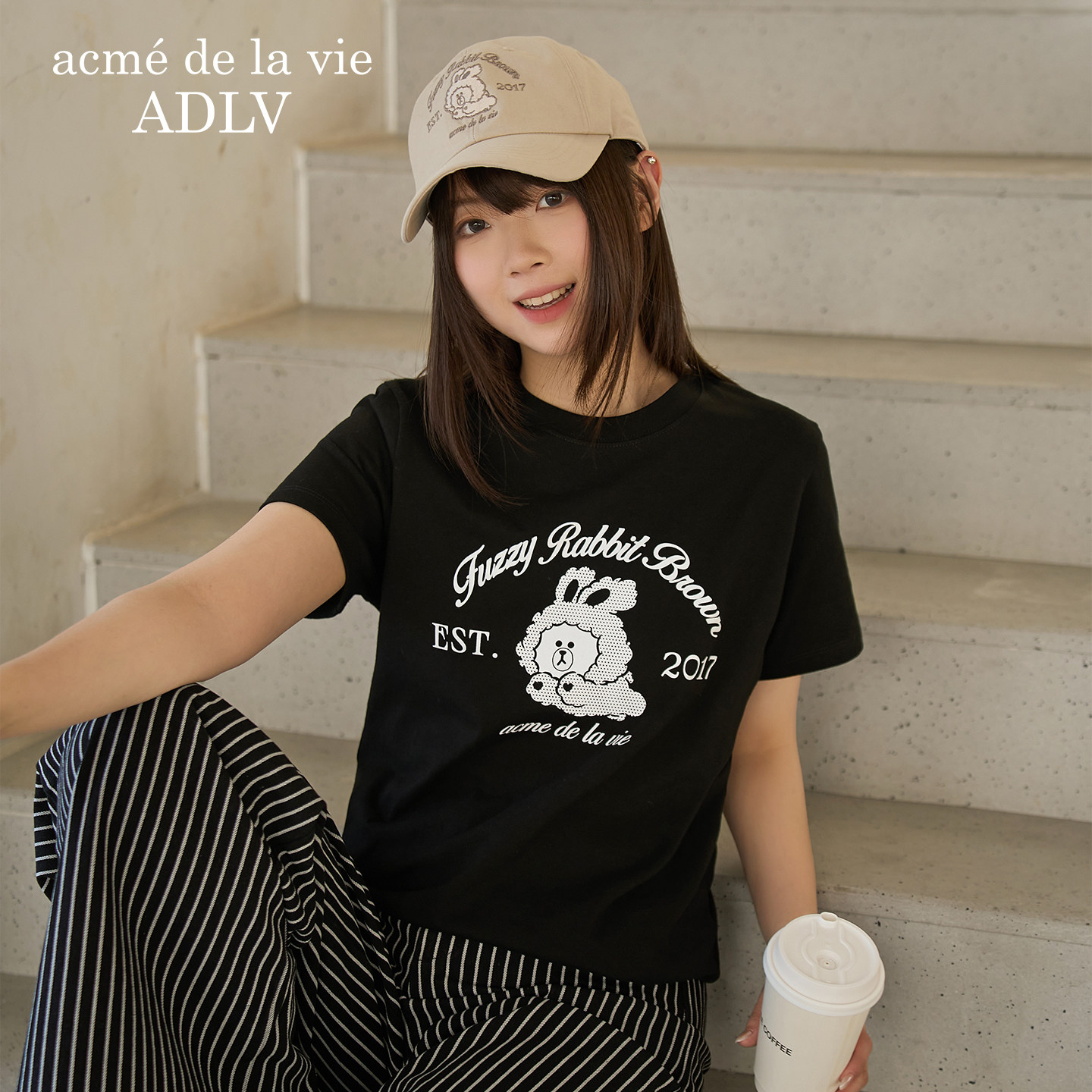 ADLV LINE FRIENDS女款布朗熊短袖T恤新款女士体恤潮流打底衫上衣
