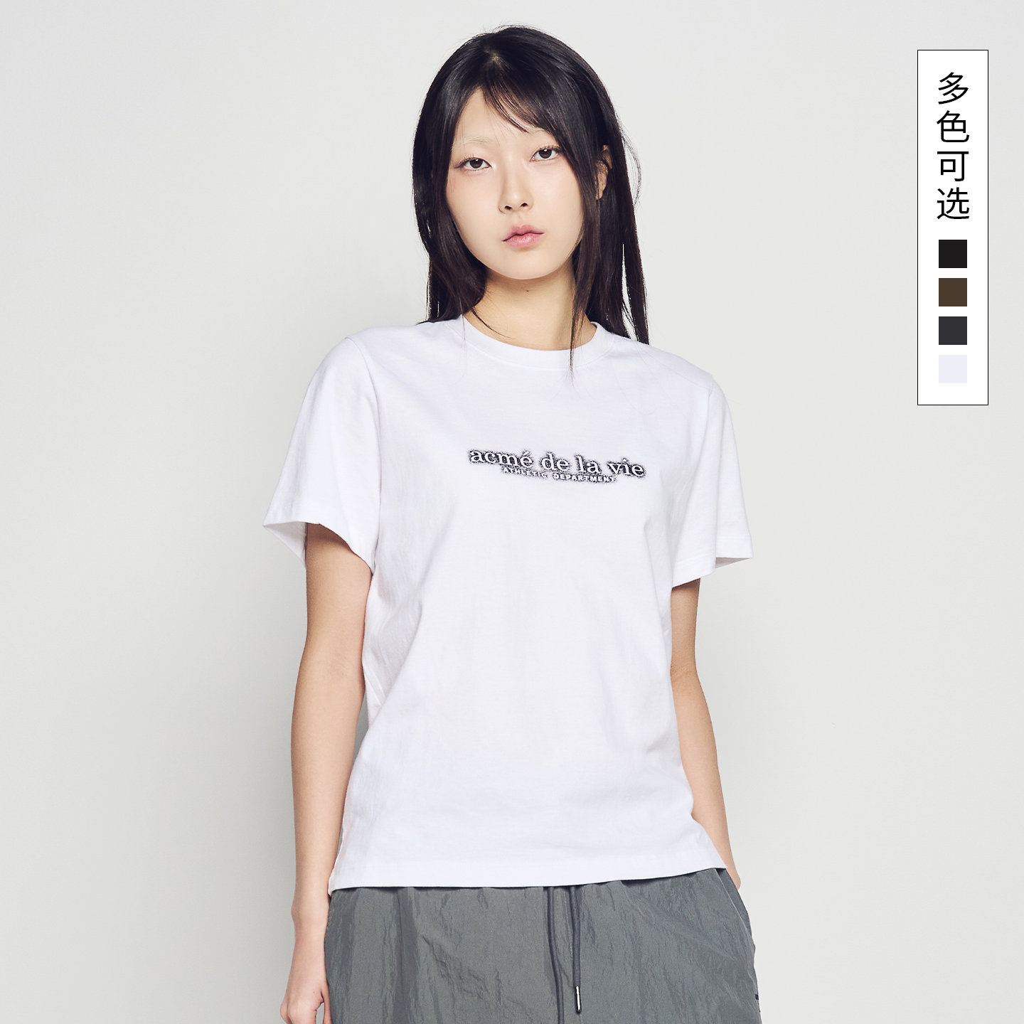 ADLV女款雾感渐变短袖T恤2026年夏季新款纯棉上衣简约风女士女生