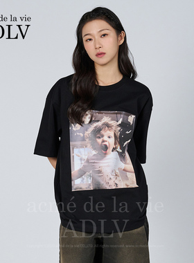 ADLV尖叫男孩娃娃脸短袖宽松oversize风T恤黑色男女同款全棉上衣