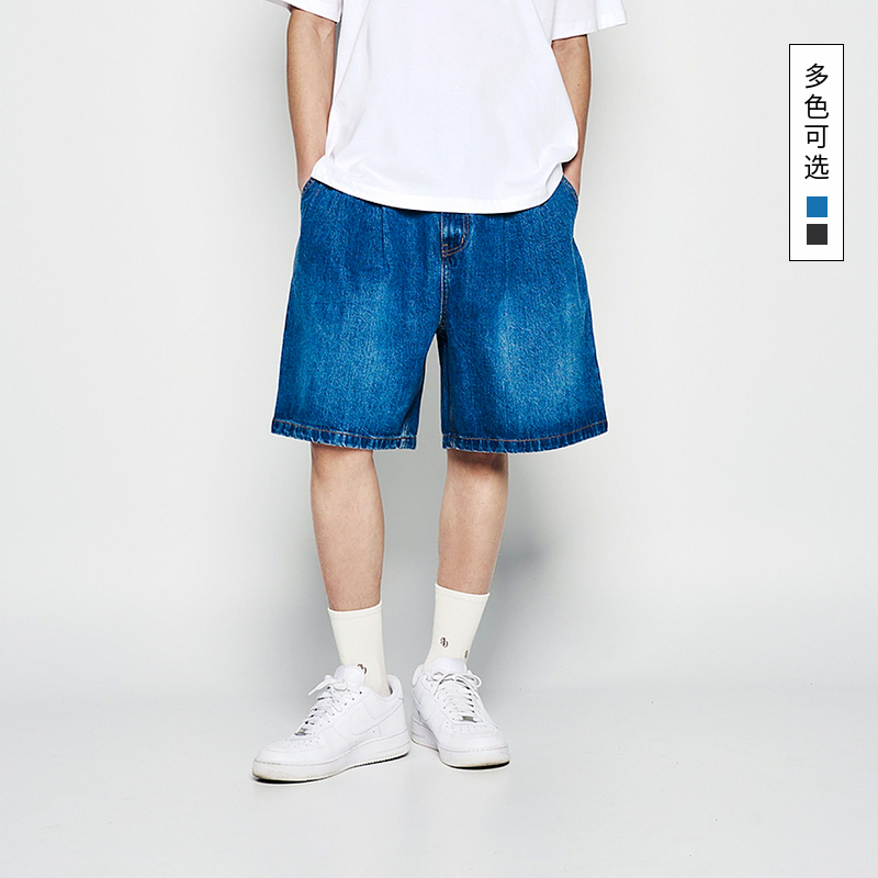 ADLV 2025春夏新品裤子简约基础宽松休闲百搭牛仔短裤时尚阔腿裤